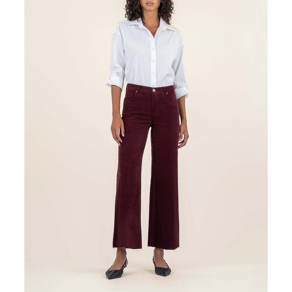 Kut from the Kloth Meg Corduroy Wide Leg, Long Size 22 / Dark Plum / NWT
